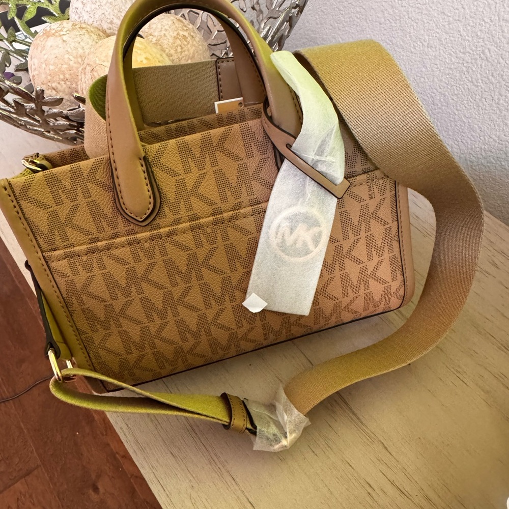 Michael Kors Tan Satchel with Signature Monogram
